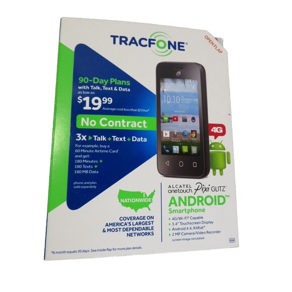 New! Tracfone Alcatel Onetouch Pixi Glitz 4G Android Smartphone A463BG - Picture 1 of 2